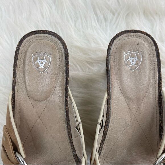 Ariat Cross Strap Leather Wedge Sandals - Picture 8 of 10